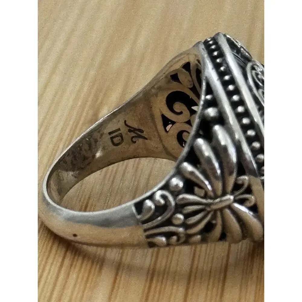 Robert Manse M ID 925 Sterling and 18K Gold Dragonfly Flower Sz 8.5 Bali 7g